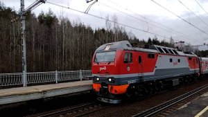 Поезд № 77 Воркута – Санкт-Петербург с ЭП2К-231 у пл. Колтуши