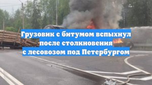 Грузовик с битумом вспыхнул после столкновения с лесовозом под Петербургом