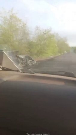"Дорога смерти" с уничтоженной техникой украинских боевиков в районе н.п. Яблоновка Сумской области