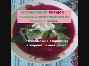 Освежающий БОРЩОК - холодный ароматный суп из овощей с грядки. В жару невозможно оторваться...