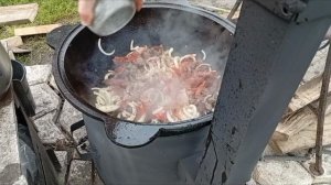 азу по татарски в казане на костре