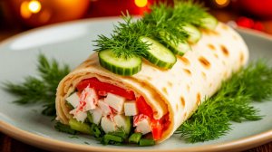 Рулет из лаваша с крабовыми палочками. Закуска из лаваша. Простой, быстрый рецепт [Семейные рецепты]