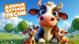 Два телёнка на лугу. Детская песенка от Ведрусы + живые звуки животных