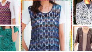 Подборка из 13 кофточек с узором "МИНИ-АНАНАС", связанные крючком. Подборка №2.