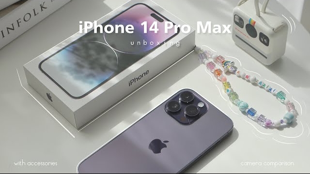 ☁️iPhone 14 Pro Max ( deep purple ) unboxing  with MagSafe Leather Case, accessories & camera test смотреть онлайн
