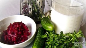 Холодник на кефире со свеклой