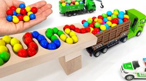 Гонка шариков волновой склон. Машинки для детей Мусоровоз Самосвал Скорая помощь Экскаватор Трактор