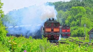 Отправление грузового поезда под 2ТЭ10У-0382 со ст. Моршанск