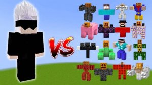 Сатору Годжо против всех боссов Minecraft: големов, Сторожа, Видершторма - битва мобов в Minecraft