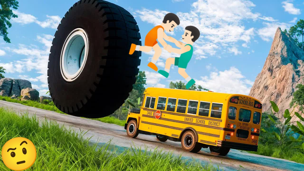 🛞Гигэнтские колеса VS машины🚀Подборка в бимке [BeamNG Drive]