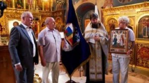 Освящение  знамени Союза писателей России с списка иконы "Держава"