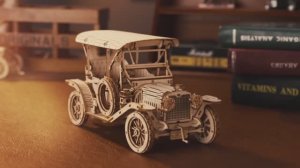 Деревянный конструктор Винтажный автомобиль 1:15 MC801 отROKR, сборная модель, DIY, 3d пазл