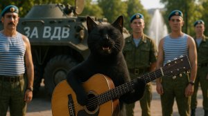 Черный кот запел. С ДНЕМ ВДВ. #армейскийюмор, #вдв, #россия, #армия, #черныйкот, #подгитару