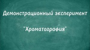 Демонстрационный эксперимент "Хроматография"