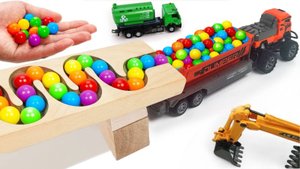 Гонка шариков волновой склон. Машинки для детей Мусоровоз Самосвал Скорая помощь Экскаватор Трактор