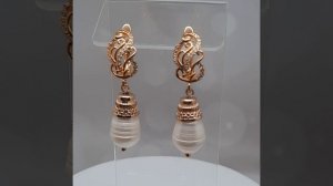 Серьги в винтажном стиле с натуральным жемчугом