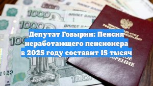 Депутат Говырин: Пенсия неработающего пенсионера в 2025 году составит 15 тысяч