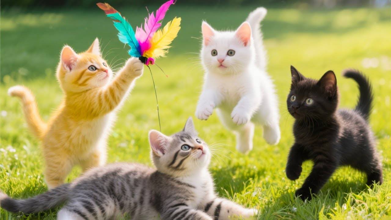 😹Красивые Кошки и Котята играют на траве🔥