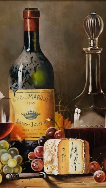 Раймонд Кэмпбелл "Винный натюрморт с винтажными бутылками" смотреть онлайн