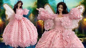 Платье рождественского ангела для Барби. Крючком