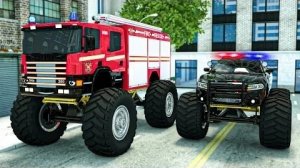 Мультики про Гигантскауюпожарную машину Monster Truck - АВТОМОБИЛИ и МОТОЦИКЛЫ с грузовиком