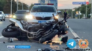 Водитель мотоцикла влетел в лобовое стекло легковушки на проспекте Октября в Уфе