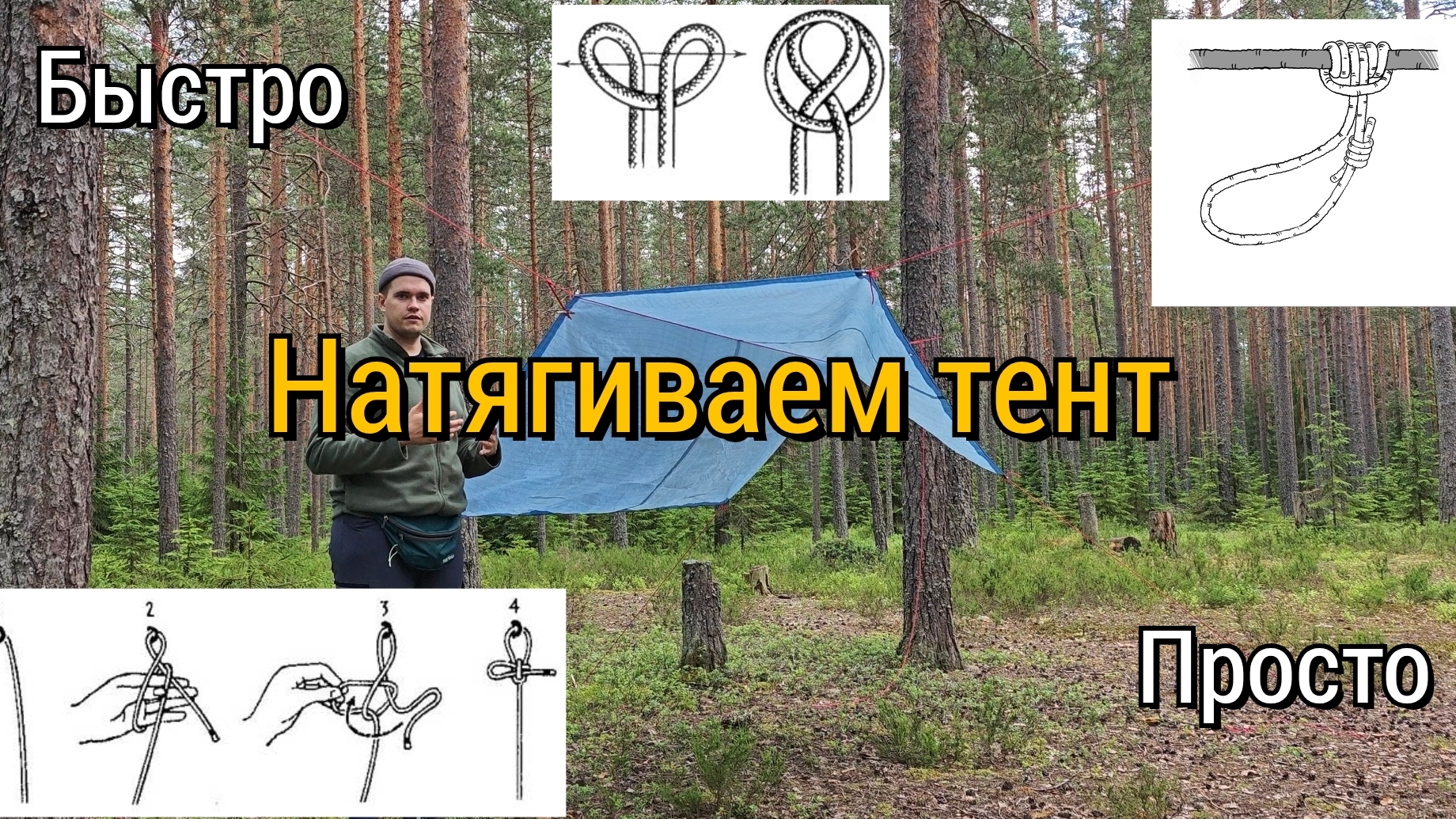 Натягивает тент. Быстро. Просто