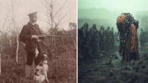 Странное существо вышло к охотникам из болота