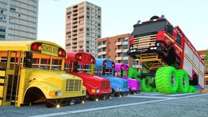 Гигантская пожарная машина и школьный автобус-Герои города