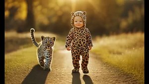 леопард думает, что ребенок его брат