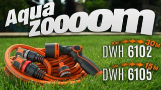 Шланг растягивающийся Aquazoom 10-30м с набором для полива DAEWOO DWH 6105 - видео №1