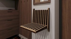 Стул складной настенный в прихожую, в ванную, для кухни коричневый АзбукаДекор