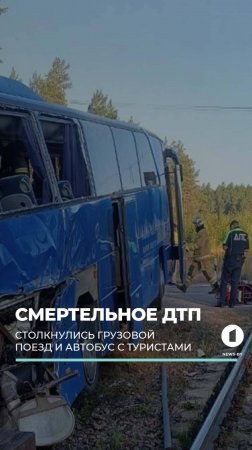 В Ленинградской области автобус с туристами столкнулся с поездом #дтп #грузовойпоезд #автобус