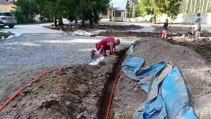 Укладка кабеля для уличных фонарей