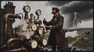 Город будущего (Стимпанк, ретро, AI, 2025)