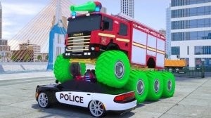 Большая пожарная машина против полицейской машины🚒 🚔 🚑 🚒 - АВТОМОБИЛИ и МОТОЦИКЛЫ с грузовиком