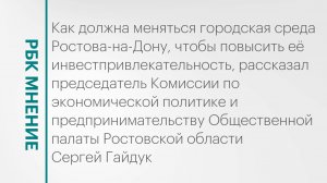 Изменение городской среды Ростова-на-Дону для повышения её инвестпривлекательности || РБК Мнение