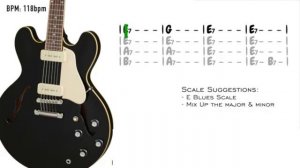 SRV Shuffle Blues Backing Track in E