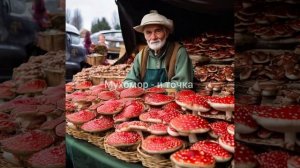 Рынок грибов мухоморов.