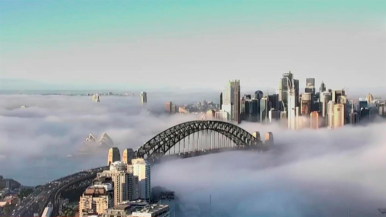 Густой туман накрыл австралийский Сидней после дождей: видео