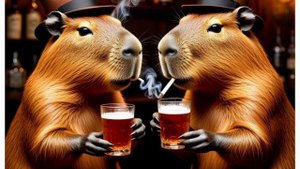 Копибары у бара