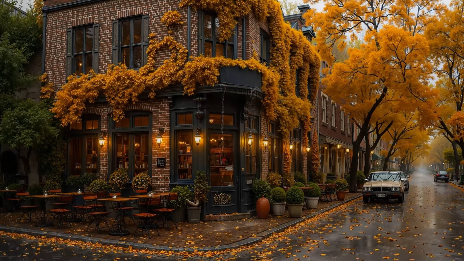 Осенний Дождь для Сна в Городе | Уютное кафе и Шум Дождя для Расслабления смотреть онлайн