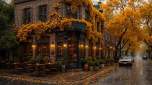 Осенний Дождь для Сна в Городе | Уютное кафе и Шум Дождя для Расслабления