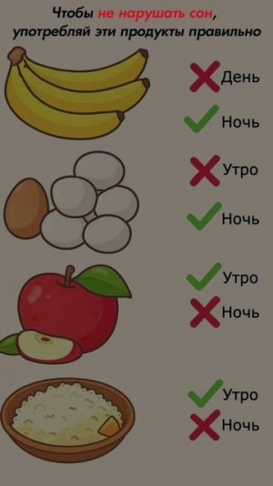 🛌 ХОЧЕШЬ НАЛАДИТЬ СОН? Вот продукты, которые помогают — но только если есть их в правильное время!