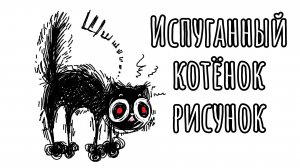 Испуганный котёнок рисунок😱