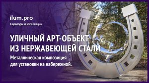 Скульптура из нержавеющей стали в форме зеркальной ящерицы и матовой подковы / Айлюм Про
