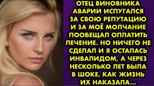 Отец виновника аварии испугался за свою репутацию, и за моё молчание пообещал оплатить лечение...