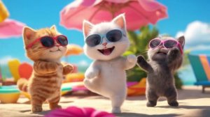 коты на пляже