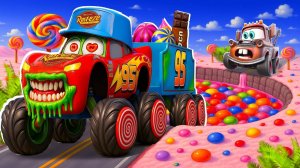 🤖ГОНКИ МОЛНИИ МАКВИНА И ГРУЗОВИКА С КОНФЕТАМИ🤖 МУЛЬТИКИ ПРО МАШИНКИ