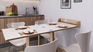 Стол откидной настенный, стол книжка трансформер кухонный АзбукаДекор, белый